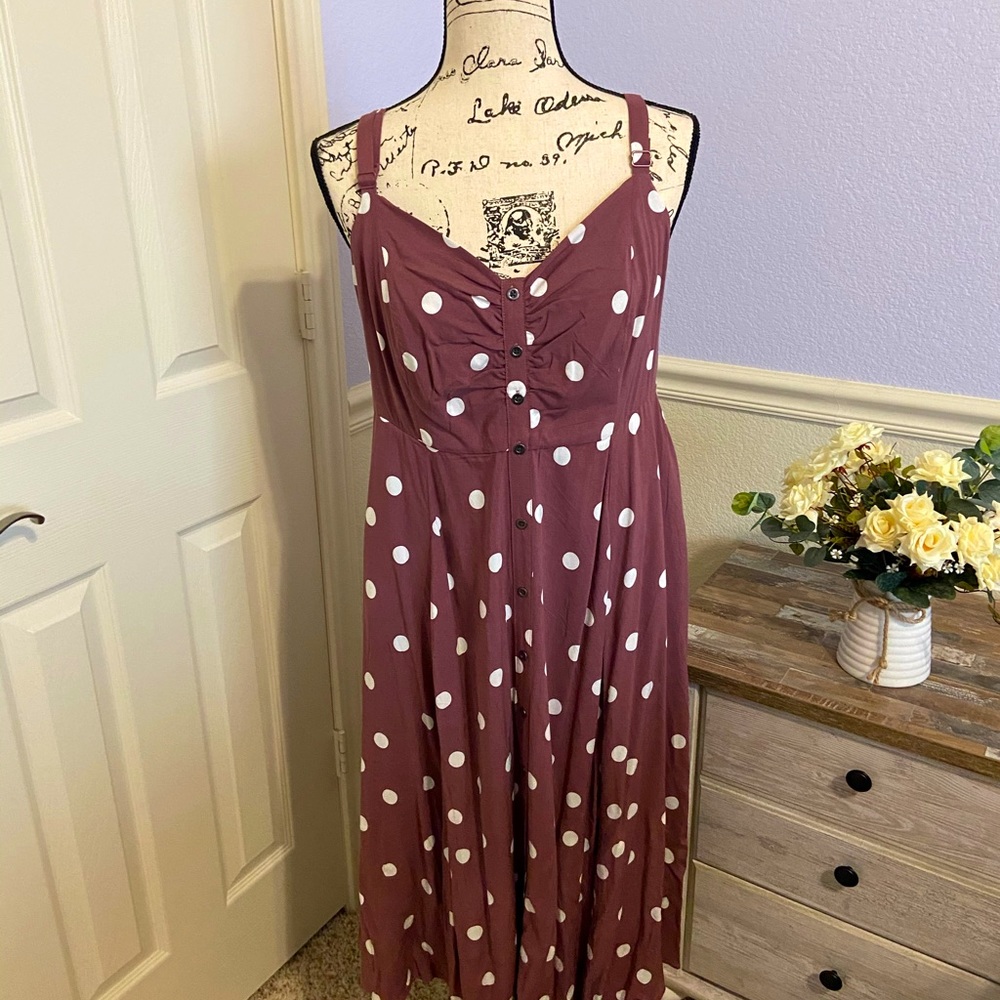 Torrid polka dot midi dress BNWT